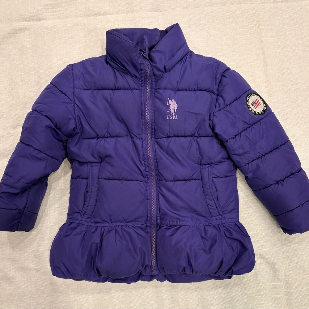 U.S. Polo Assn. Purple Puffer Jacket 6x fleece lined